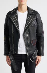 AllSaints Cole Studded Lambskin Leather Biker Jacket
