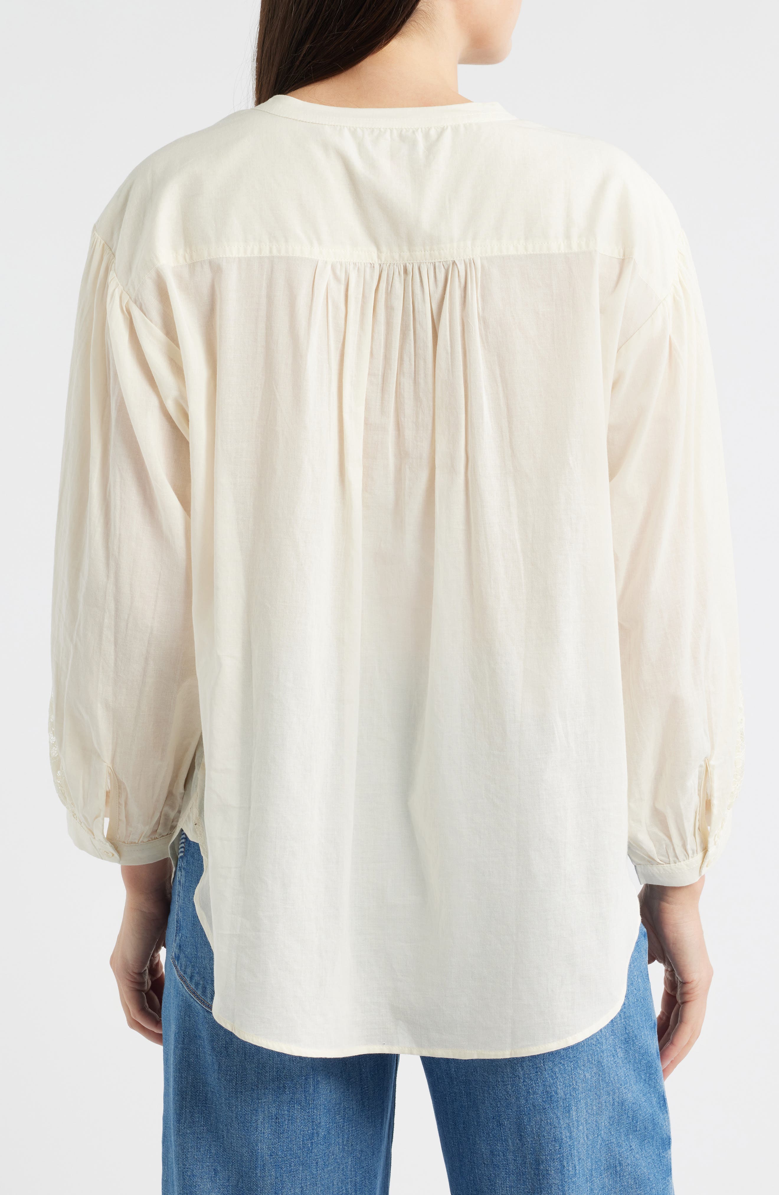 Lace Trim Half Placket Blouse - image 2