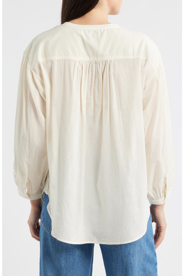 Lace Trim Half Placket Blouse, Alternate, color, NEW IVORY