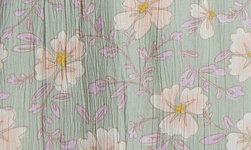 Billabong Last Sunset Floral Print Crinkle Minidress In Pistachio