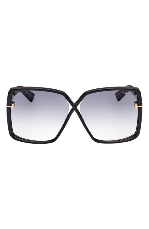Yvonne 63mm Oversize Gradient Butterfly Sunglasses