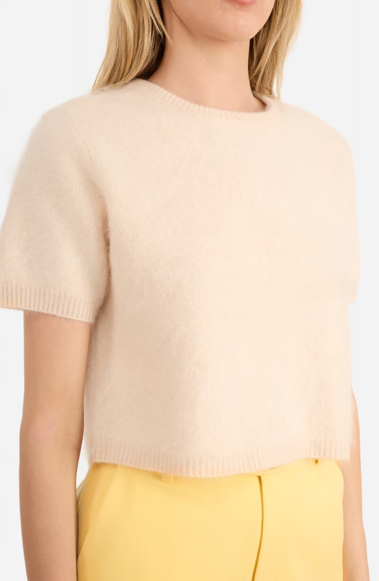 CAMI NYC Eugeny Short Sleeve Cashmere Sweater, Alternate, color, Macadamia