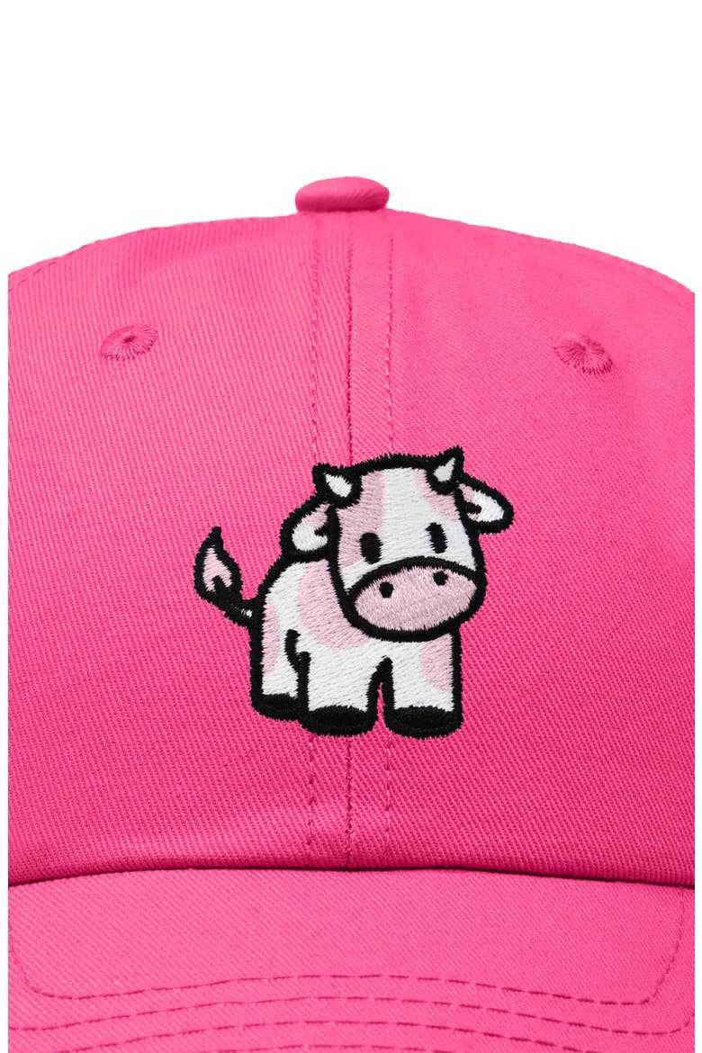 Strawberry Cow Embroidered Cap, Alternate, color, Hot Pink