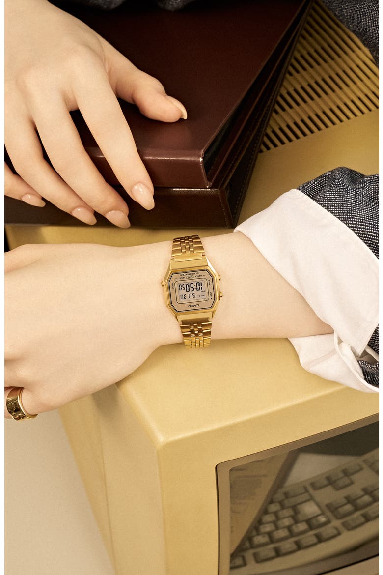 Vintage LA680WGA-9VT Digital Bracelet Watch, 33.5mm × 28.6mm, Alternate, color, GOLD