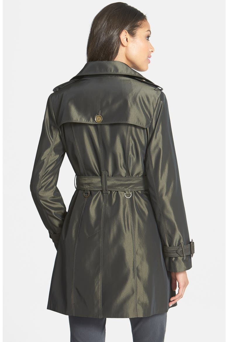 Iridescent Double Breasted Trench Coat, Alternate, color, DARK BRONZE
