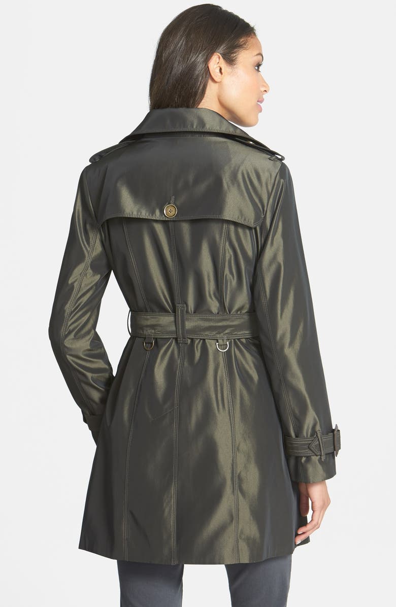 London Fog Iridescent Double Breasted Trench Coat, Alternate, color,