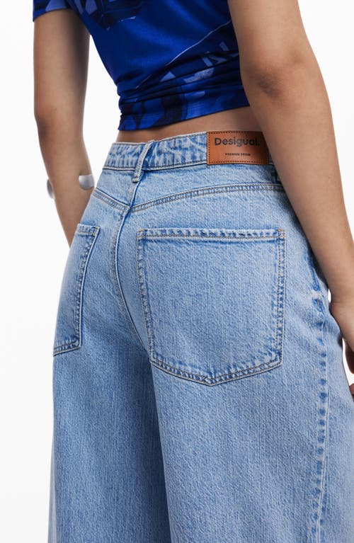 Desigual Low Rise Wide Leg Jeans In Blue