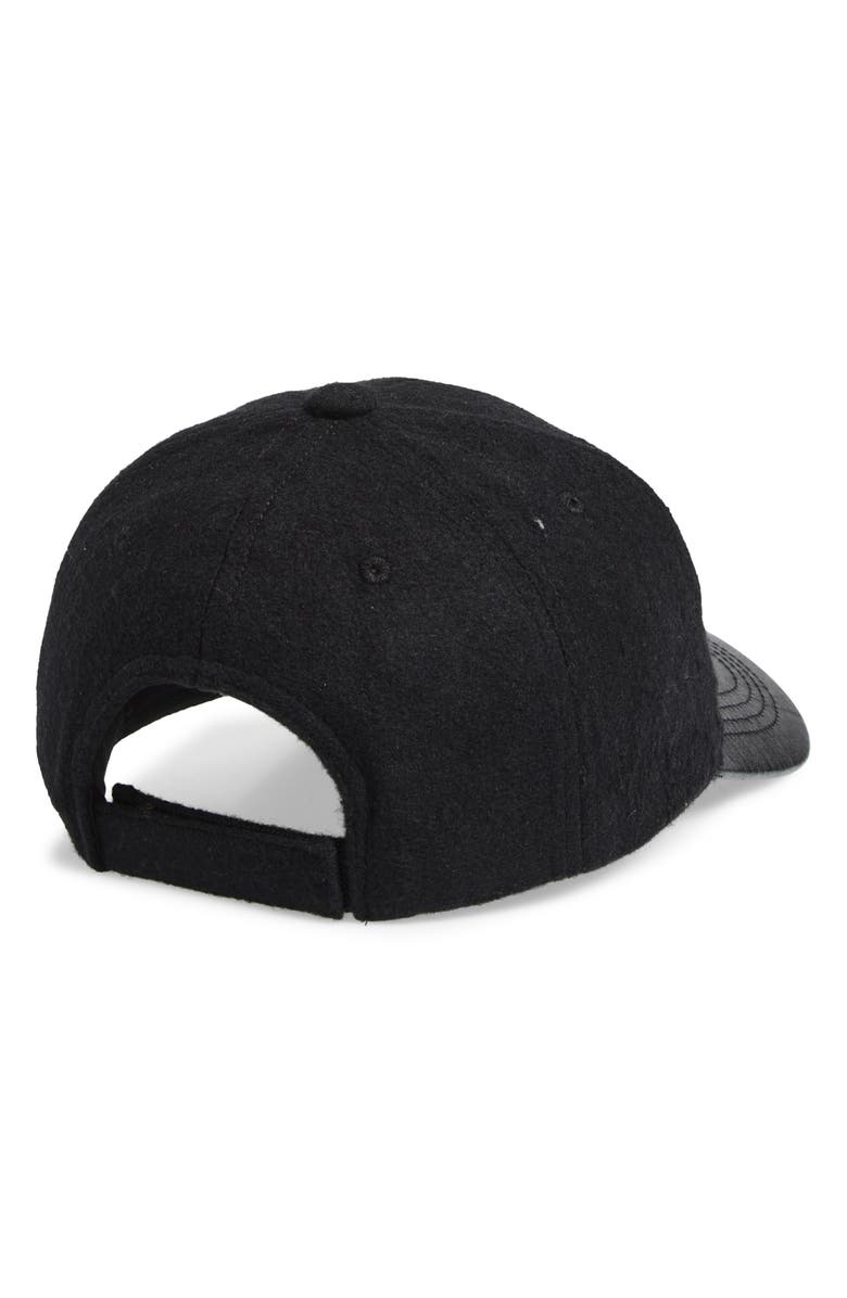 NORDSTROM RACK Leather Brim Baseball Cap, Alternate, color, Black- Black