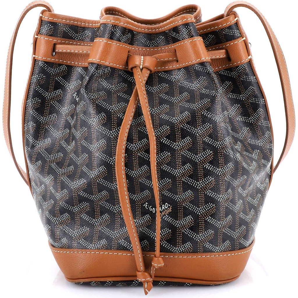 Pre-owned Goyard Goyard Petit Flot Bucket Bag Coated Canvas Pm In Brown