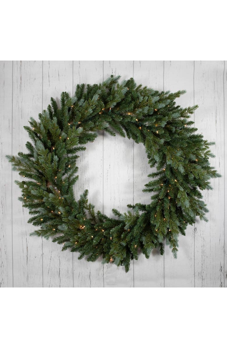 Northlight Real Touch Pre-Lit Blue Spruce Artificial Christmas Wreath - 48" - Clear Lights, Alternate, color, Green