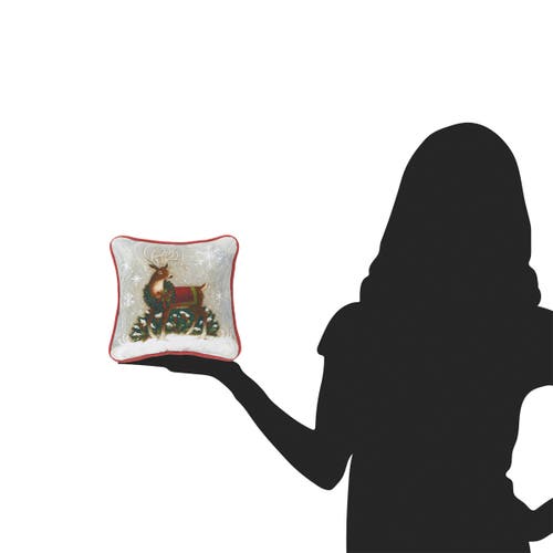 C & F Home C&f Home Woodland Deer Small Printed Christmas Throw Pillow, 8" X 8" In Green