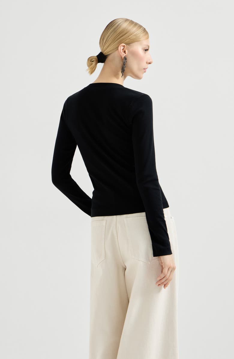 Brunello Cucinelli Ribbed jersey T-shirt, Alternate, color, Black