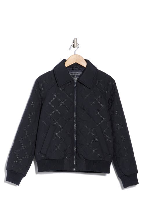 Bernardo Diamond Quilted Bomber Jacket In Blue