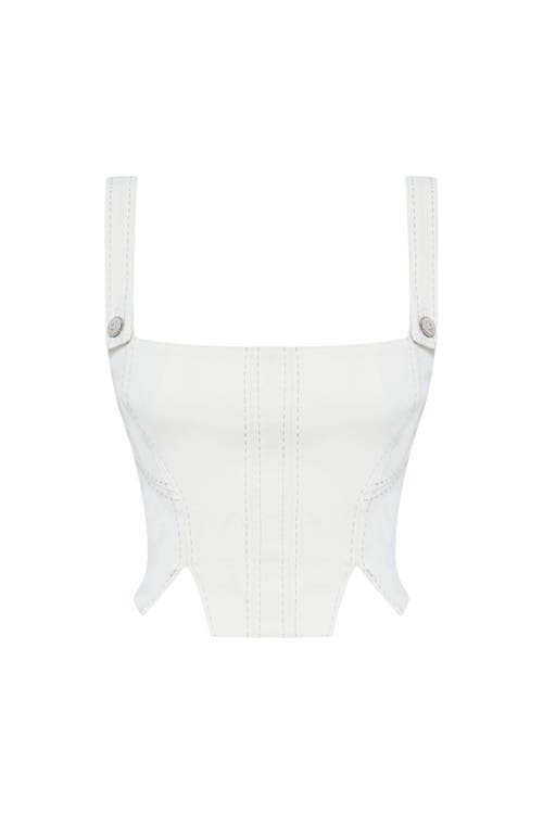 Jendue Us Catalina White Denim Crop Top In White