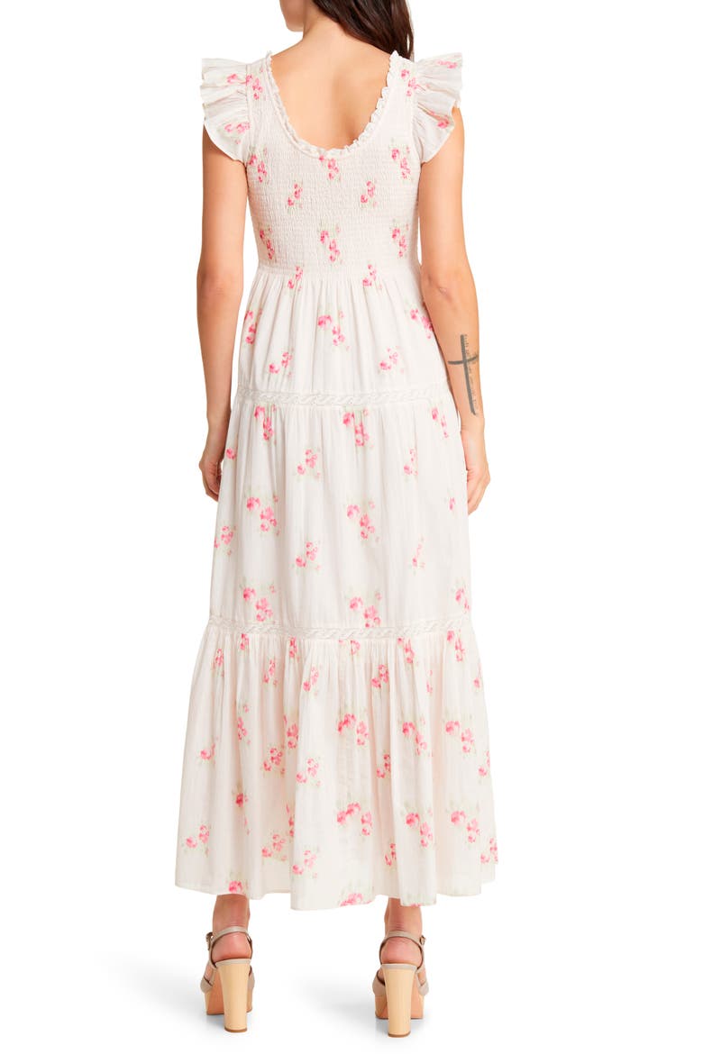 Chessie Floral Smocked Cotton Maxi Dress, Alternate, color, BERRY MOMENT