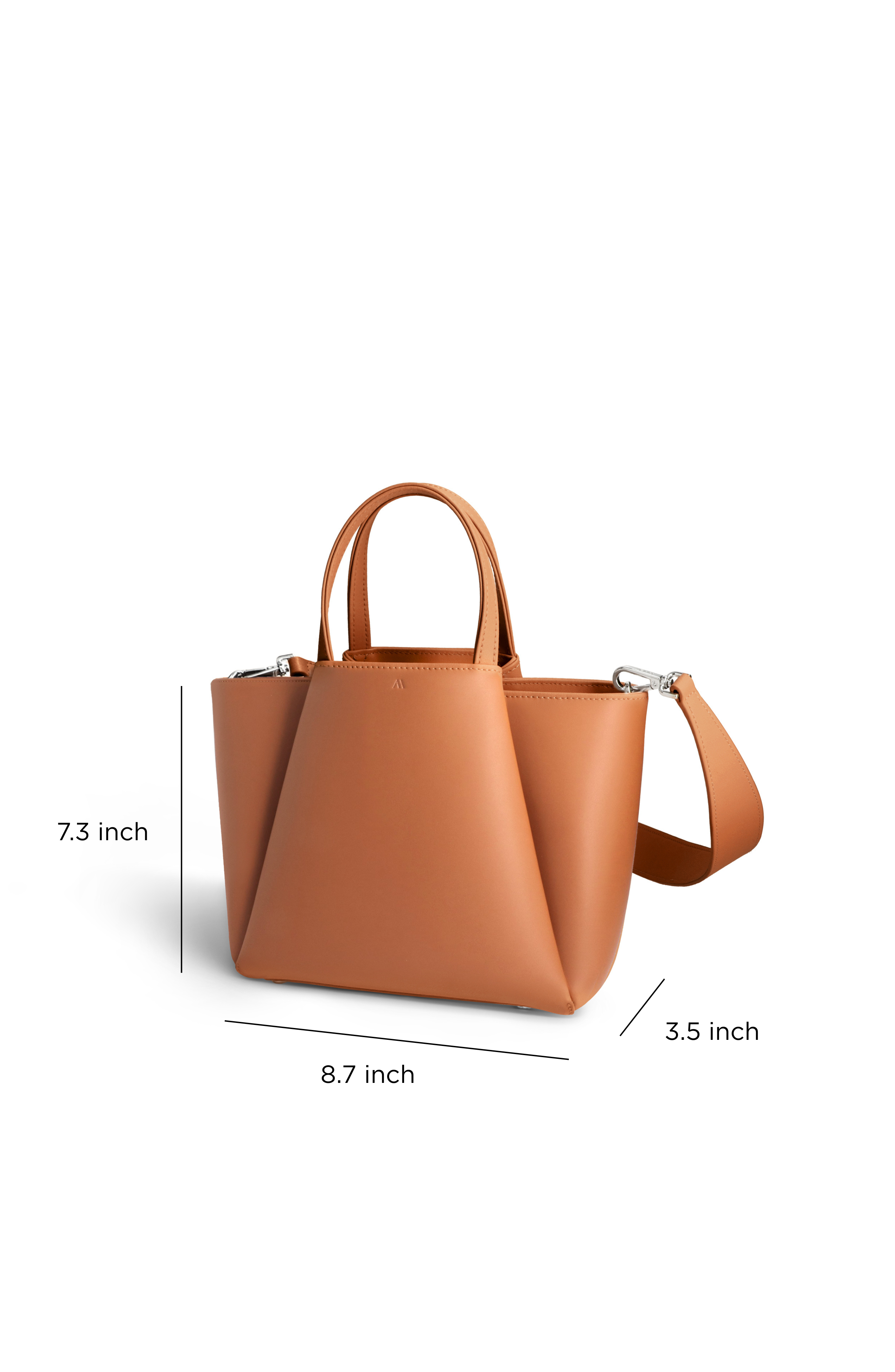 Mini Pyramid Leather Crossbody Bag, Alternate, color, Cognac