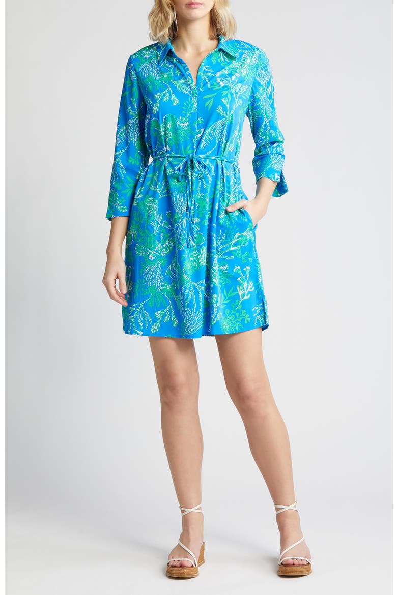 Pilar UPF 50+ Tunic Dress, Main, color, BRINY BLUE A BIT SALTY