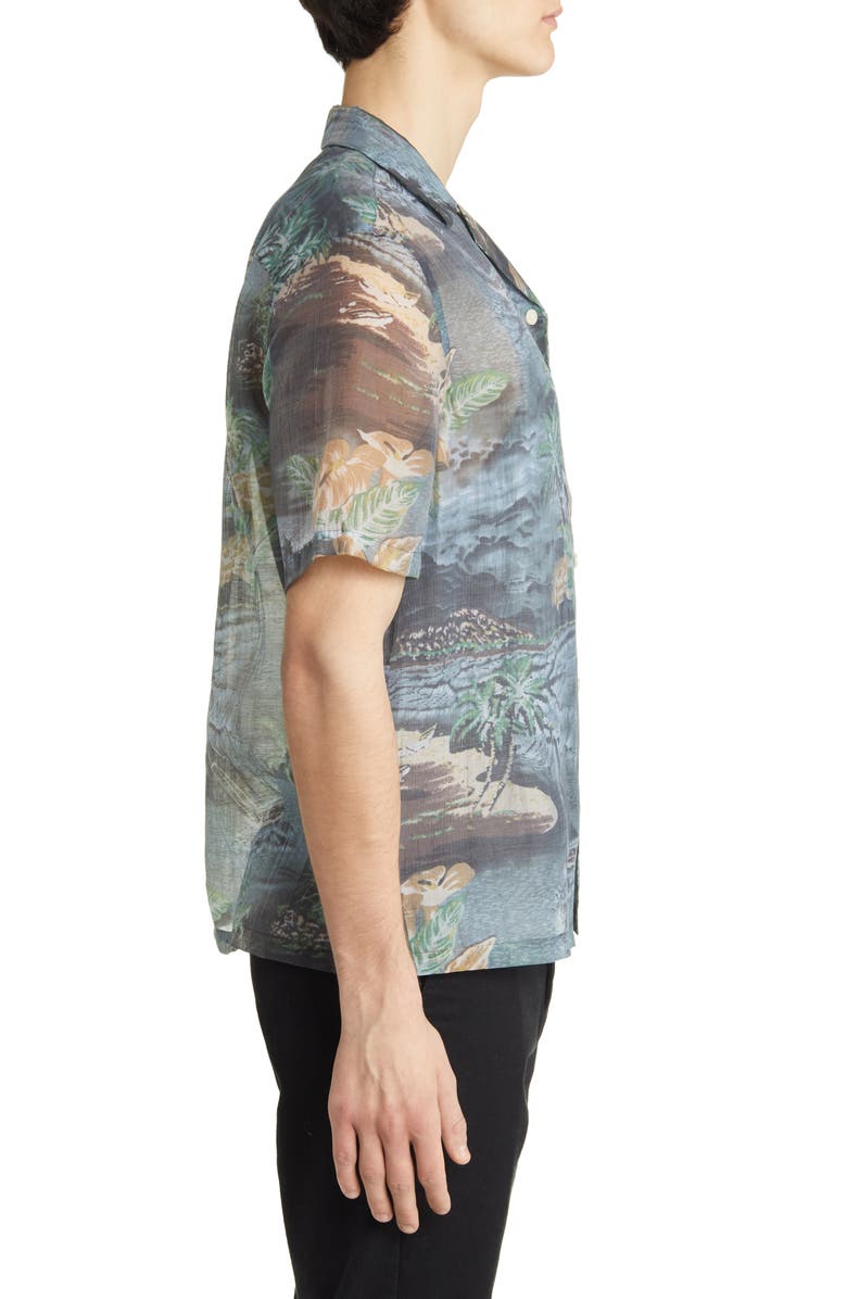 AllSaints Aquila Relaxed Fit Tropical Print Short Sleeve Button-Up Shirt, Alternate, color, 