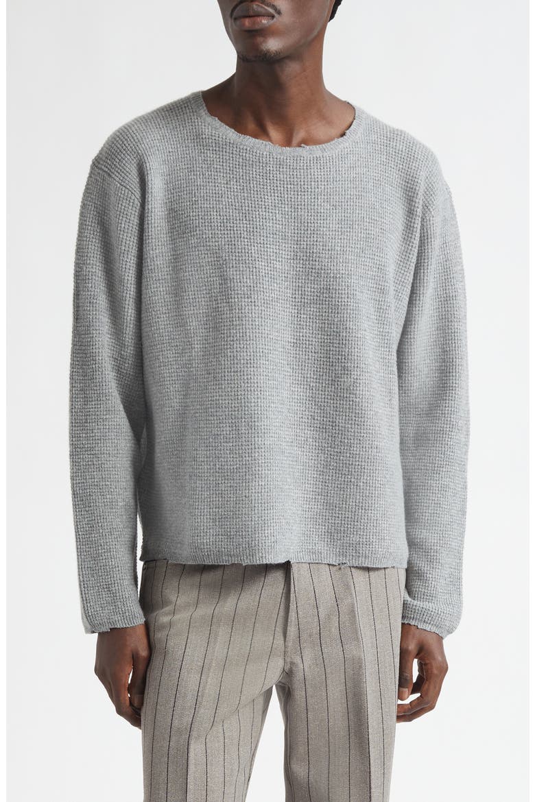 Friends Waffle Sticth Wool & Cashmere Sweater, Main, color, DOVE GREY