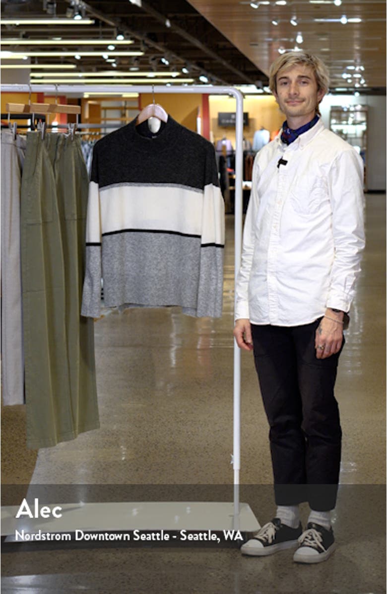 Colorblock Mock Neck Tunic Sweater, sales video thumbnail