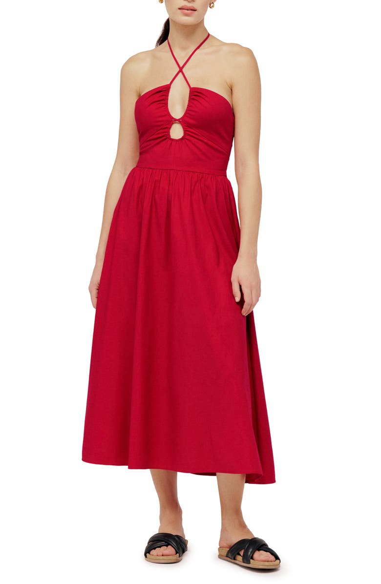 Reformation Stassie Halter Neck Dress, Main, color,