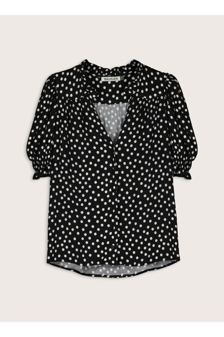 Nolan Polka Dot V-Neck Blouse, Alternate, color, Black Polka