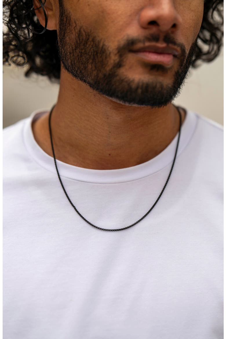 Men's Box Chain Necklace, Alternate, color, BLACK