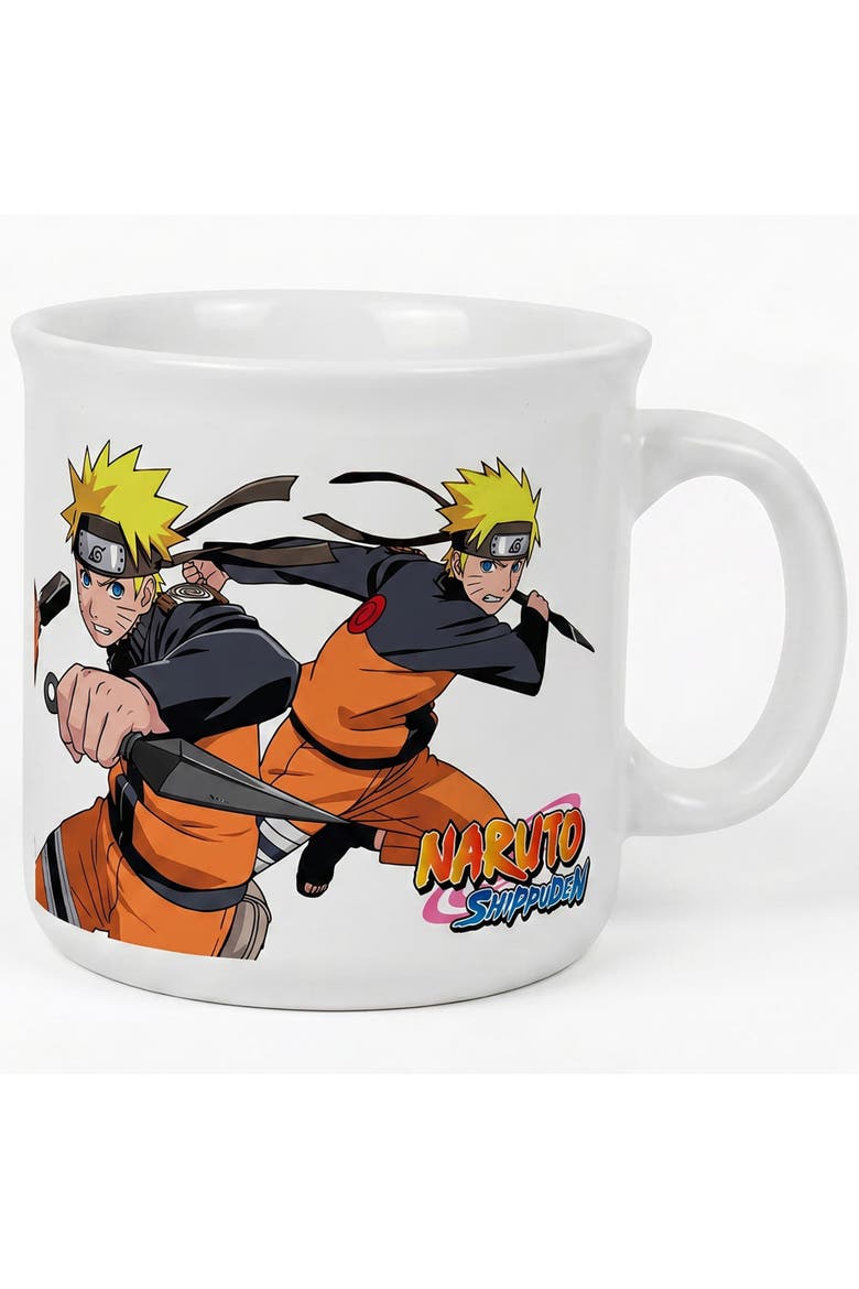 20 oz Naruto Shippuden Fight Action Ceramic Camper Mug, Main, color, White