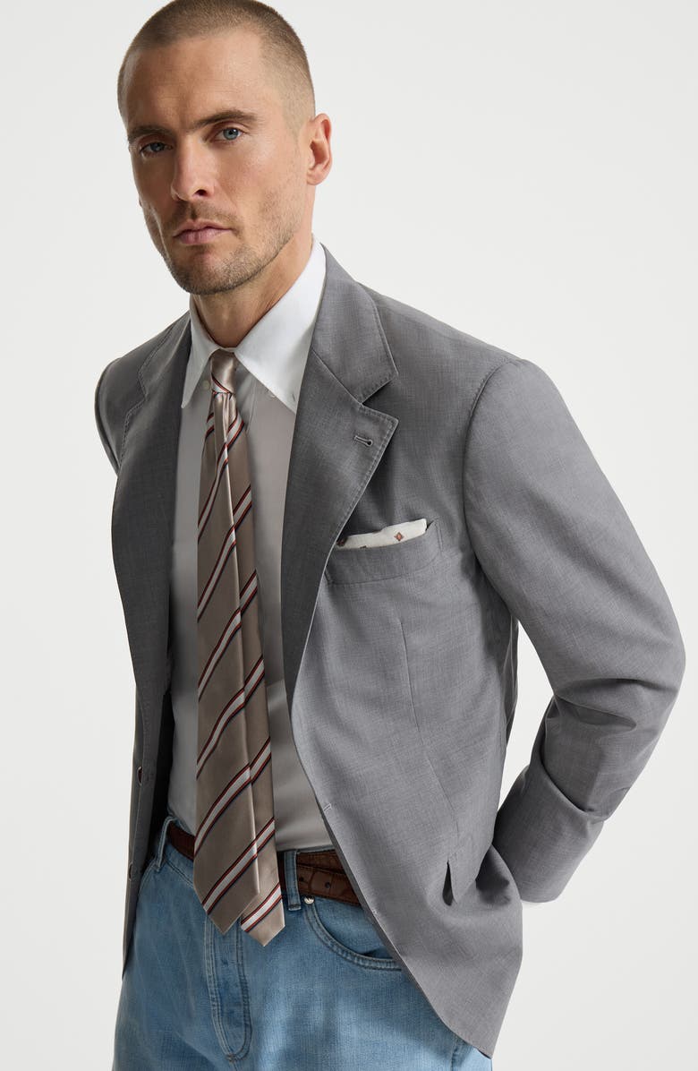 Brunello Cucinelli Deconstructed jacket in lightweight canvas, Alternate, color, Grey