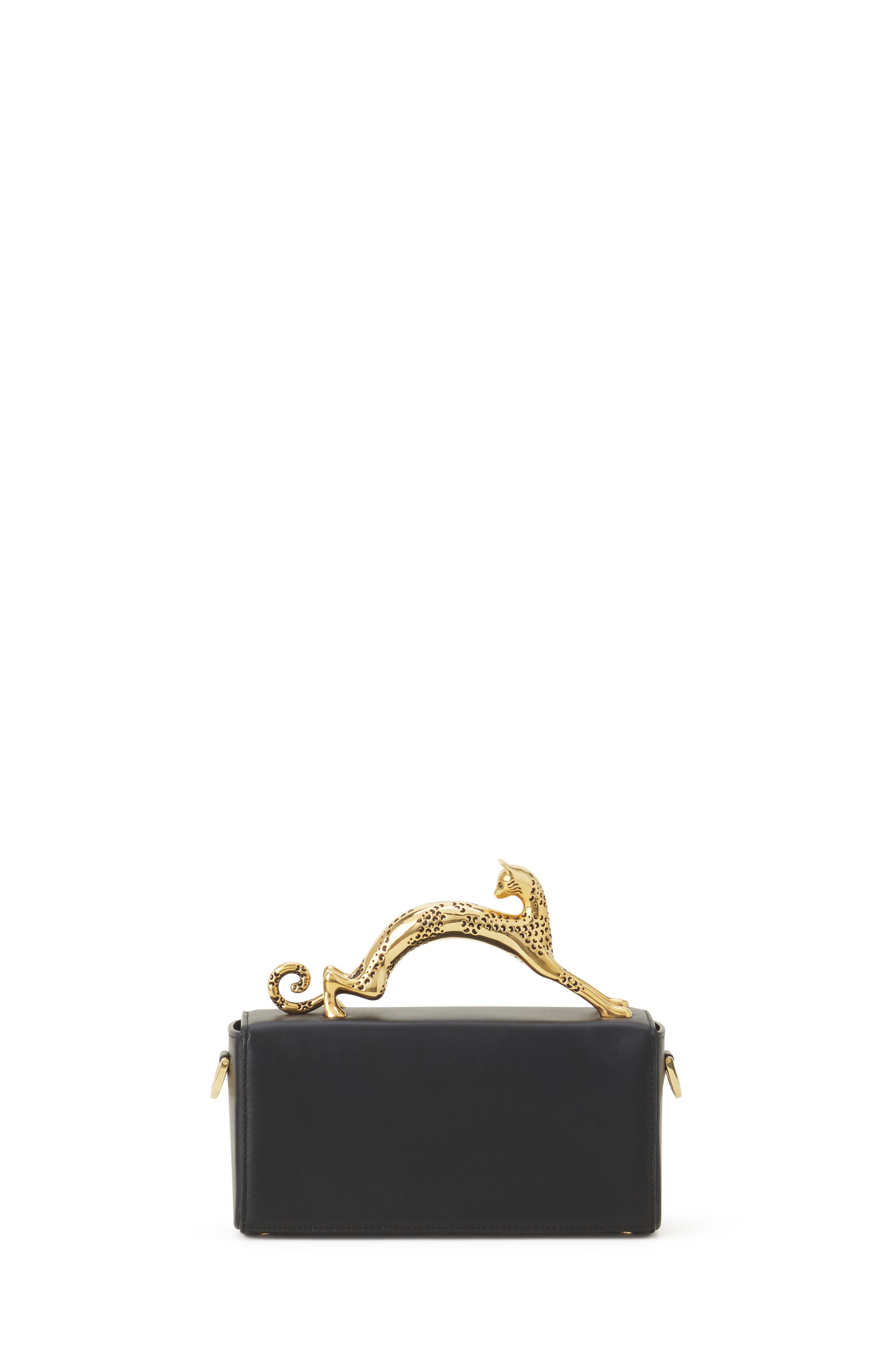 Pencil Cat Nano Bag In Leather, Alternate, color, Black