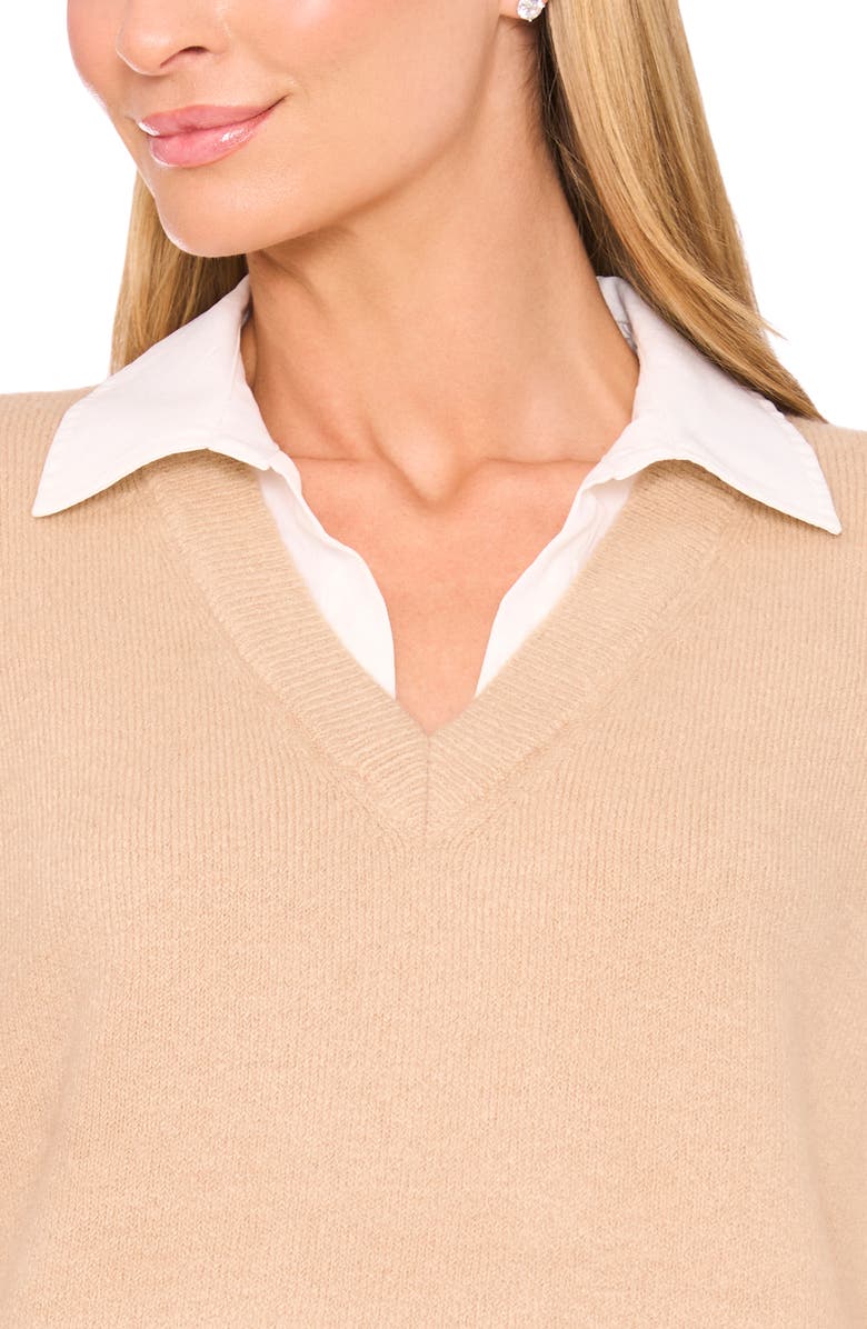 Halogen<sup>®</sup> Layered Look Sweater, Alternate, color, Nomad Camel