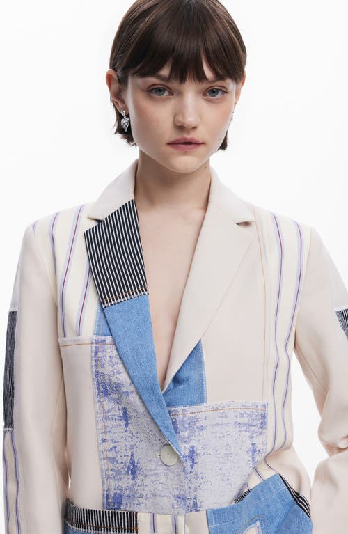 Desigual Patchwork Blazer In Neutral