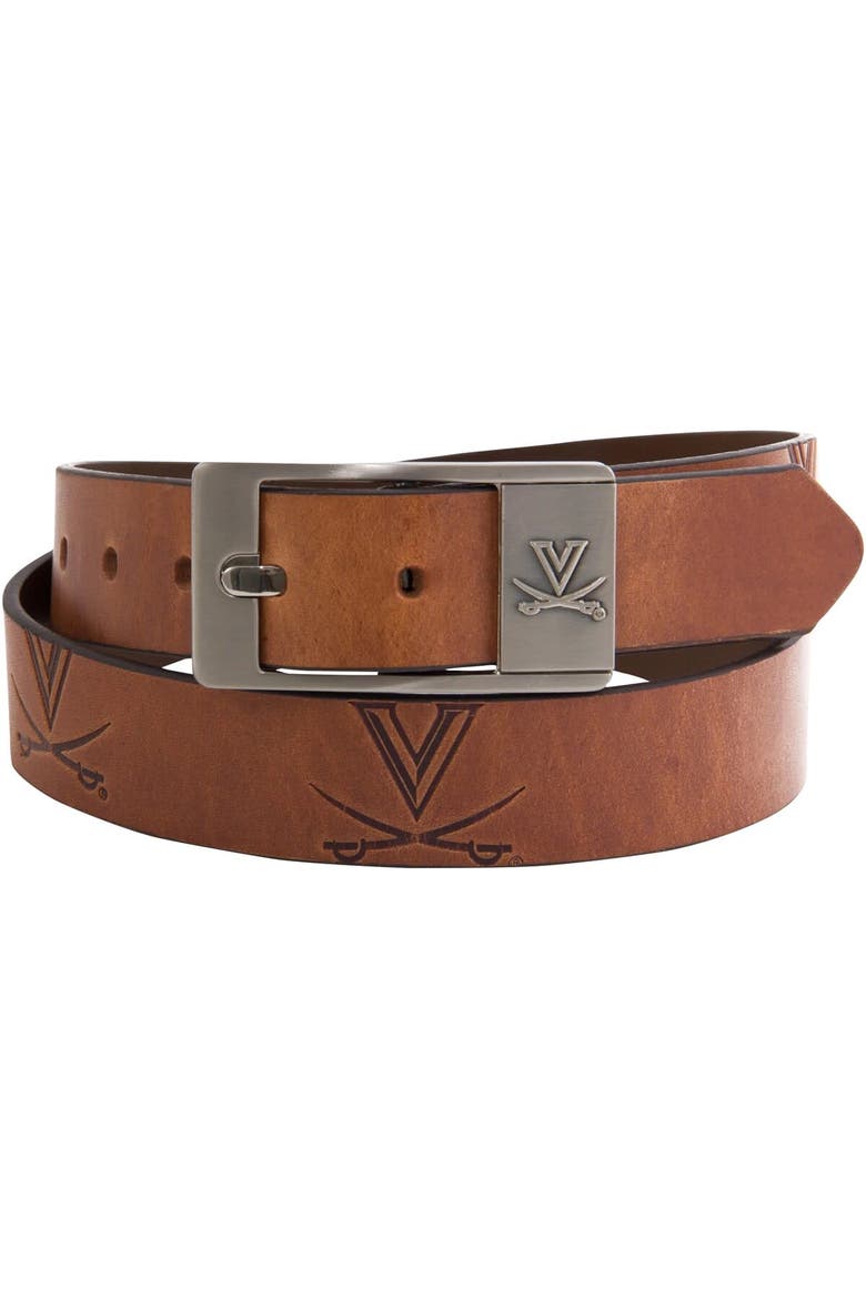 Virginia Cavaliers Brandish Leather Belt, Main, color, Brown