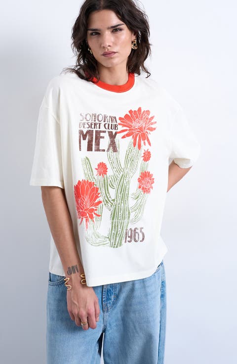 Cactus Graphic Contrast T-Shirt