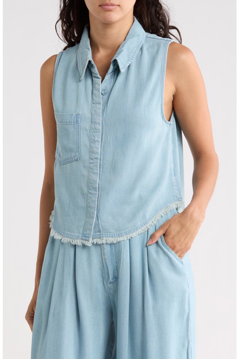Jones Sleeveless Button Front Denim Top, Main, color, INDIGO PALE BLUE WASH