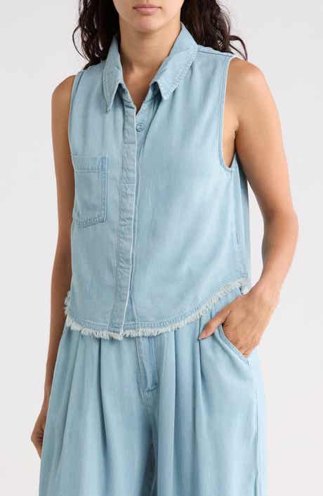Young, Fabulous & Broke Jones Sleeveless Button Front Denim Top