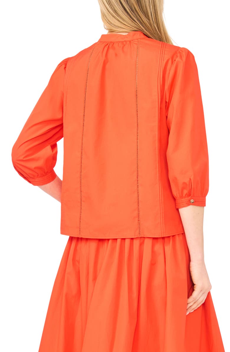 Ted Baker Camille Pleated Cotton Button-Up Top, Alternate, color, Fire Orange