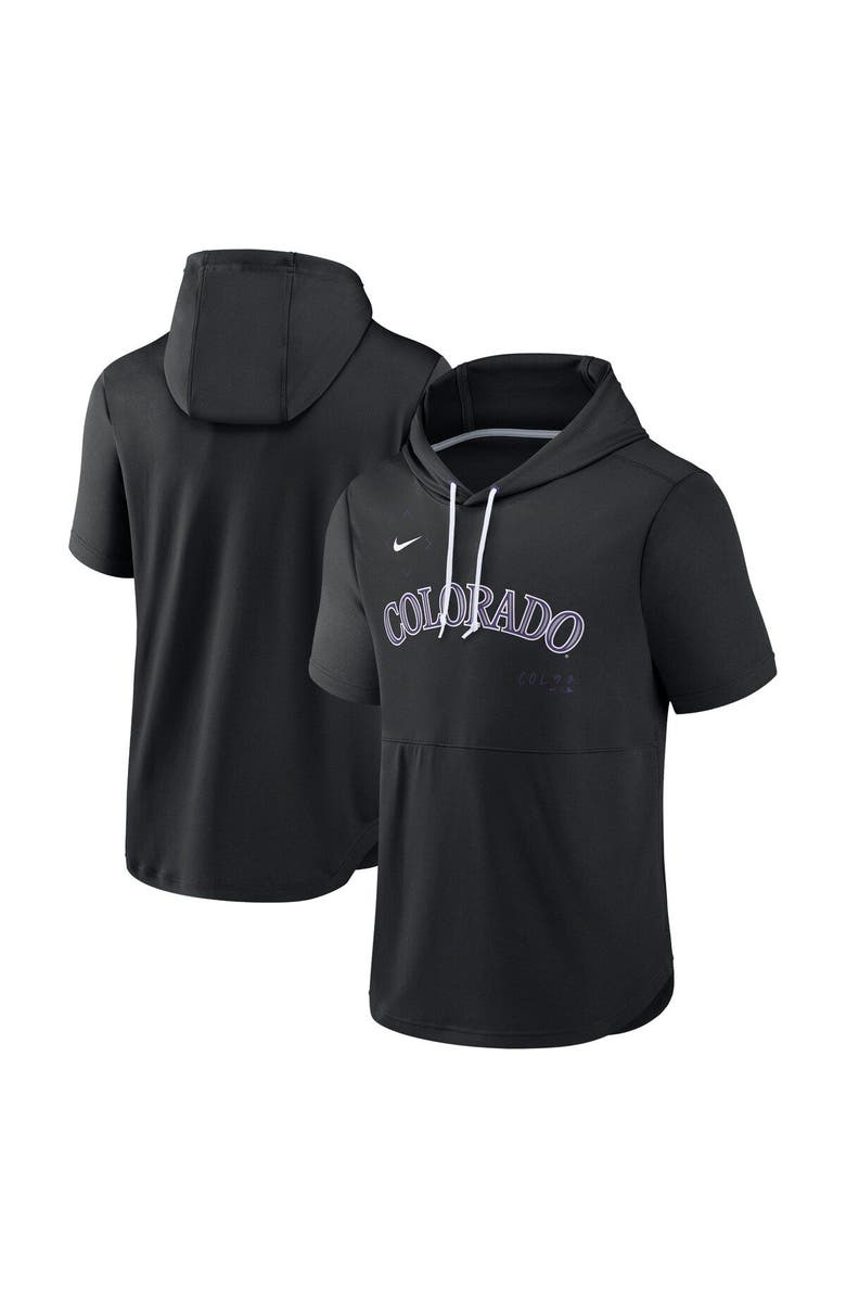 Nike Men's Nike Black Colorado Rockies Springer Short Sleeve Team Pullover Hoodie, Main, color, 