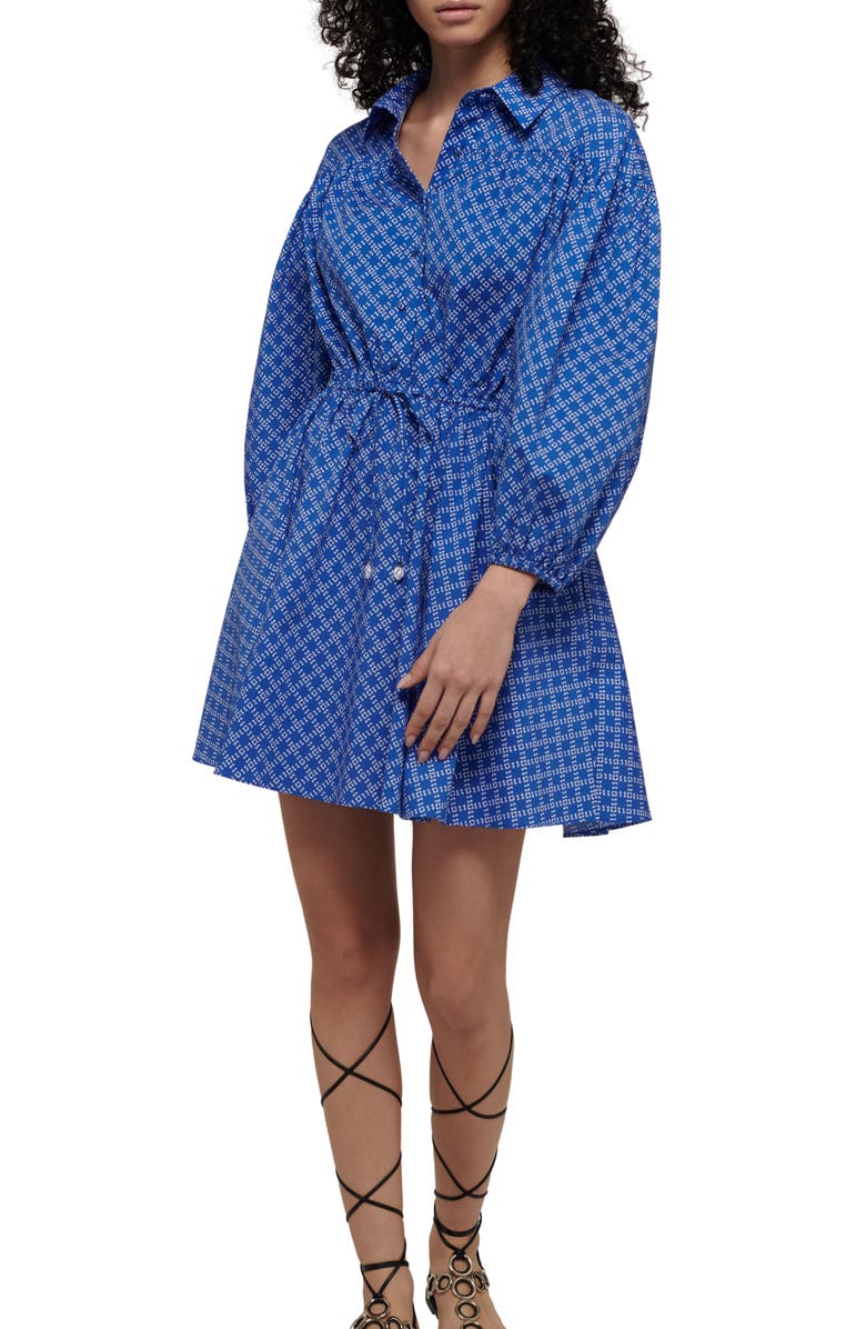 Derek Lam 10 Crosby Arbi Long Sleeve Fit & Flare Shirtdress, Alternate, color, Cobalt Multi