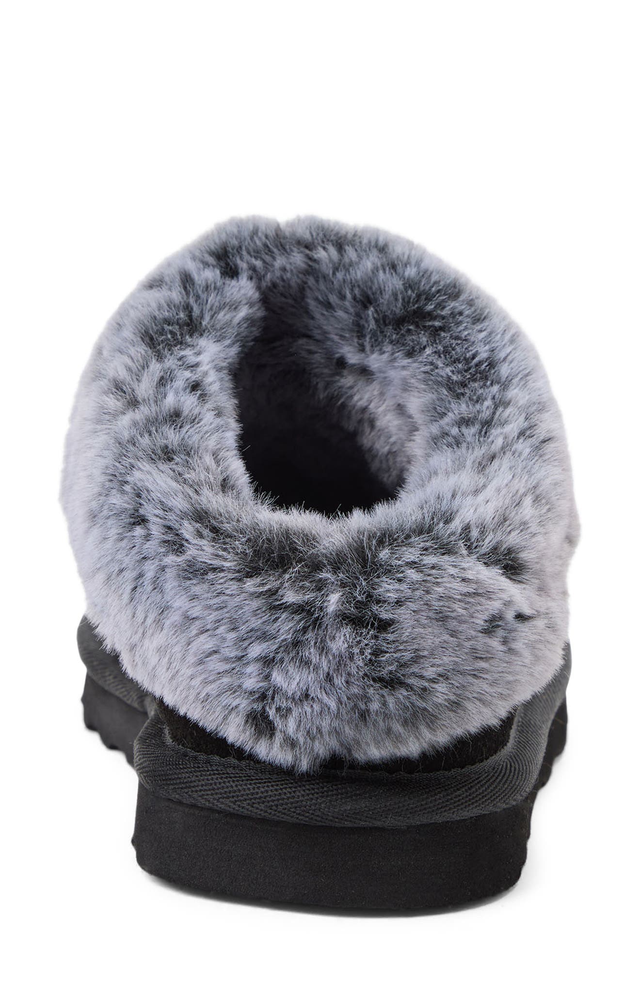 Suede Faux Fur Lined Clog, Alternate, color, BLACK