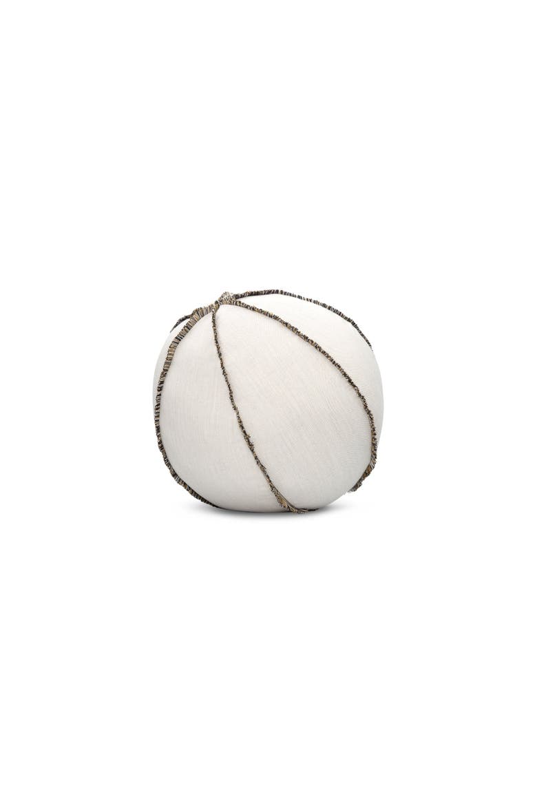 Micro Fringe Carbon Indoor & Outdoor Woven Accent Orb Pillow, Main, color, Grigio