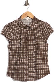 Madden Girl Puff Sleeve Button-Up Shirt