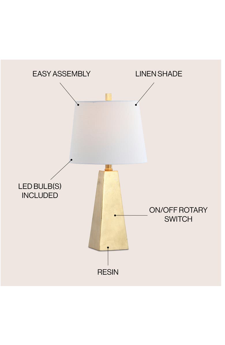 JONATHAN Y Owen Contemporary Resin LED Table Lamp, Alternate, color, Gold Leaf