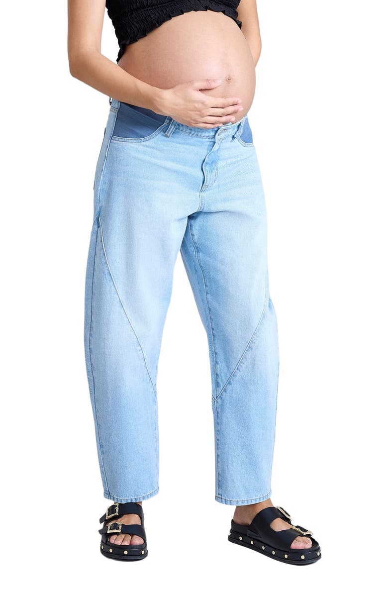 MOTHERHOOD MATERNITY Under the Belly Barrel Leg Maternity Jeans, Alternate, color, Marsha Wash