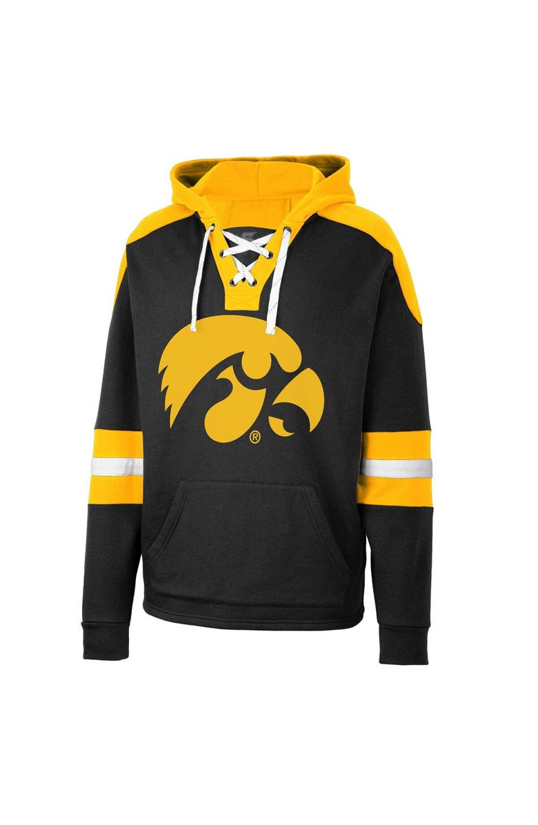 COLOSSEUM Men's Colosseum Black Iowa Hawkeyes Lace-Up 4.0 Pullover Hoodie, Alternate, color, Black