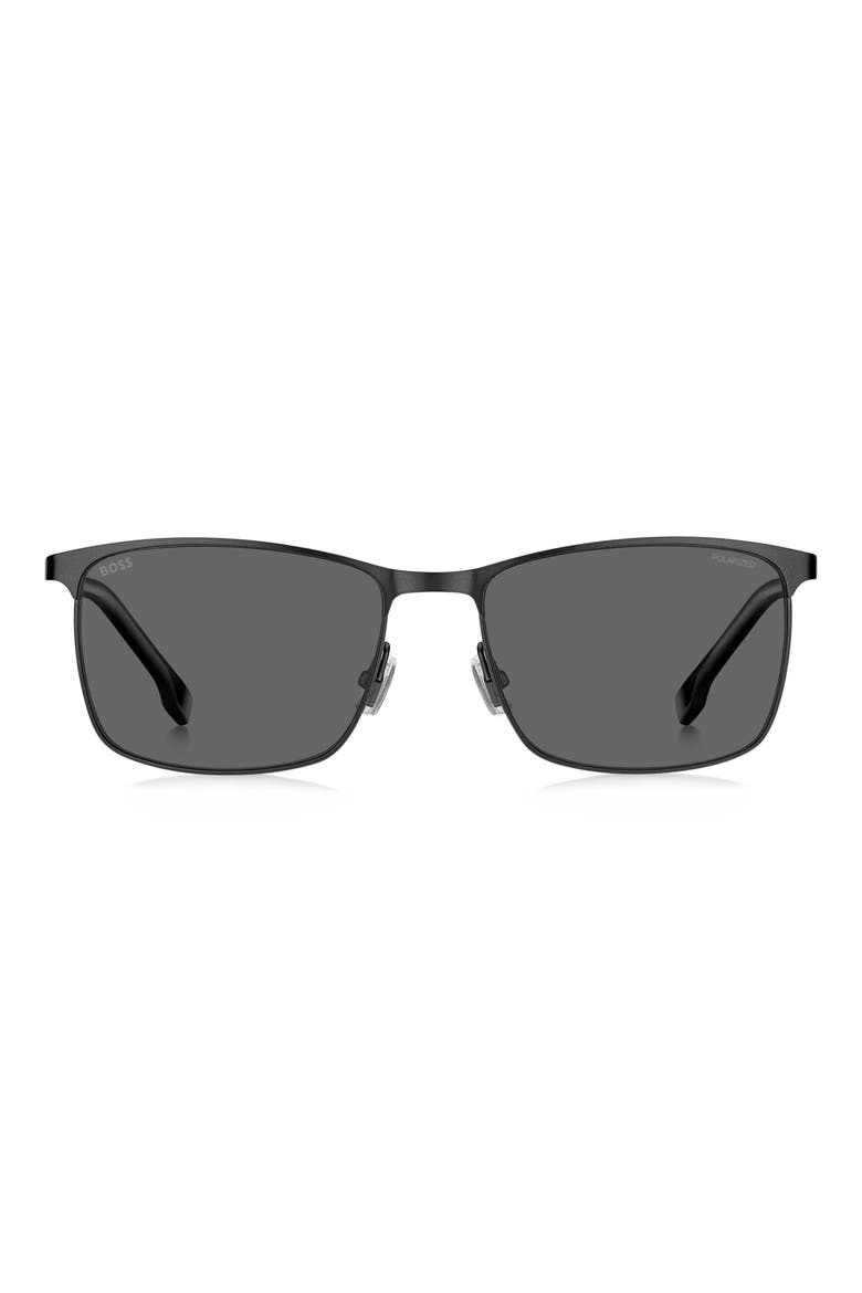 1635/S Polarized Rectangle Sunglasses, Main, color, MATTE RUTHENIUM BLACK