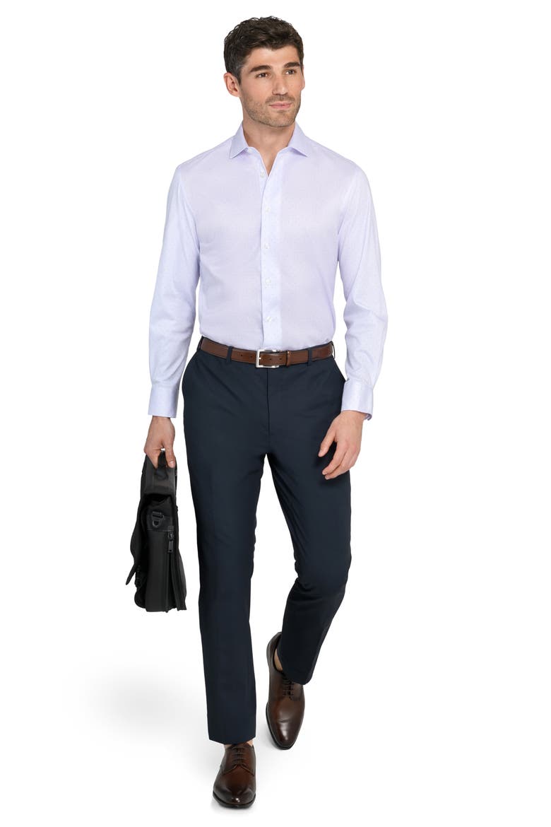 Reworked Slim Fit Cotton Dress Shirt, Alternate, color, WHITE/ PURPLE