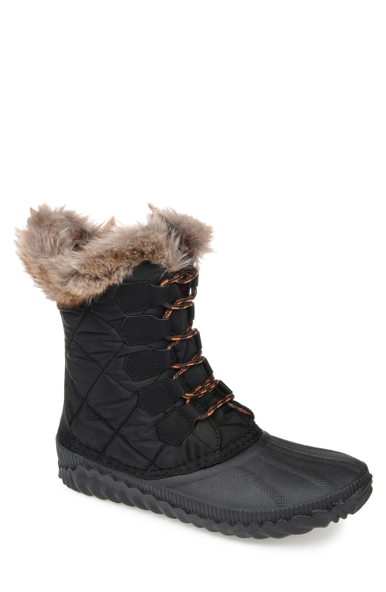 Journee Collection JOURNEE Powder Faux Fur Cuff Duck Boot, Main, color, 