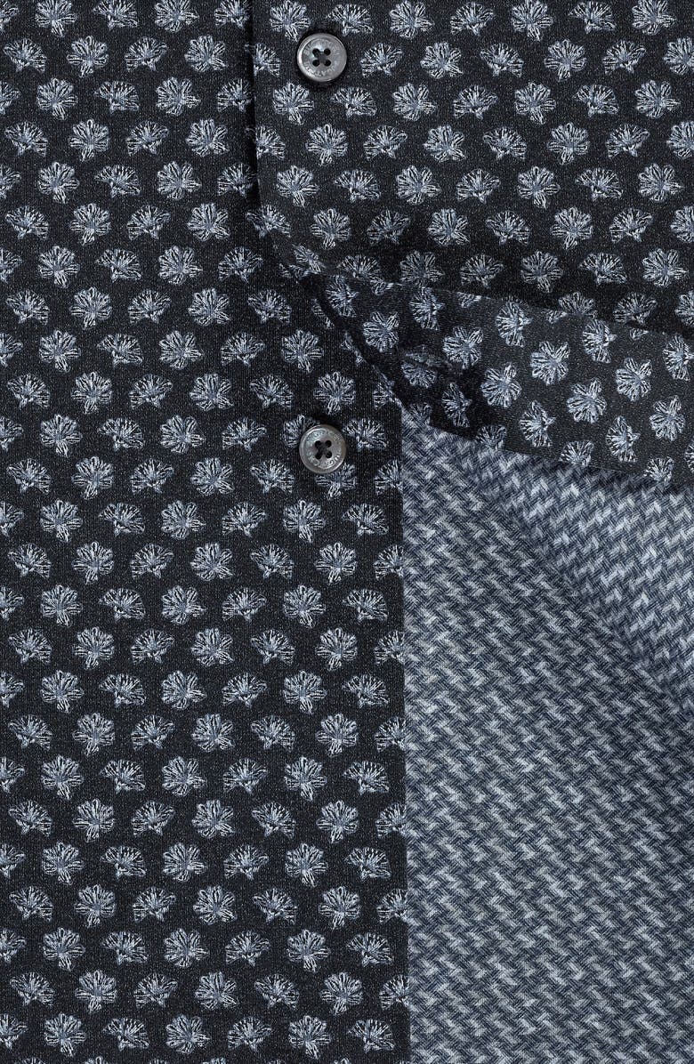 Bugatchi Jimmy OoohCotton<sup>®</sup> Floral & Chevron Print Button-Up Shirt, Alternate, color, Anthracite