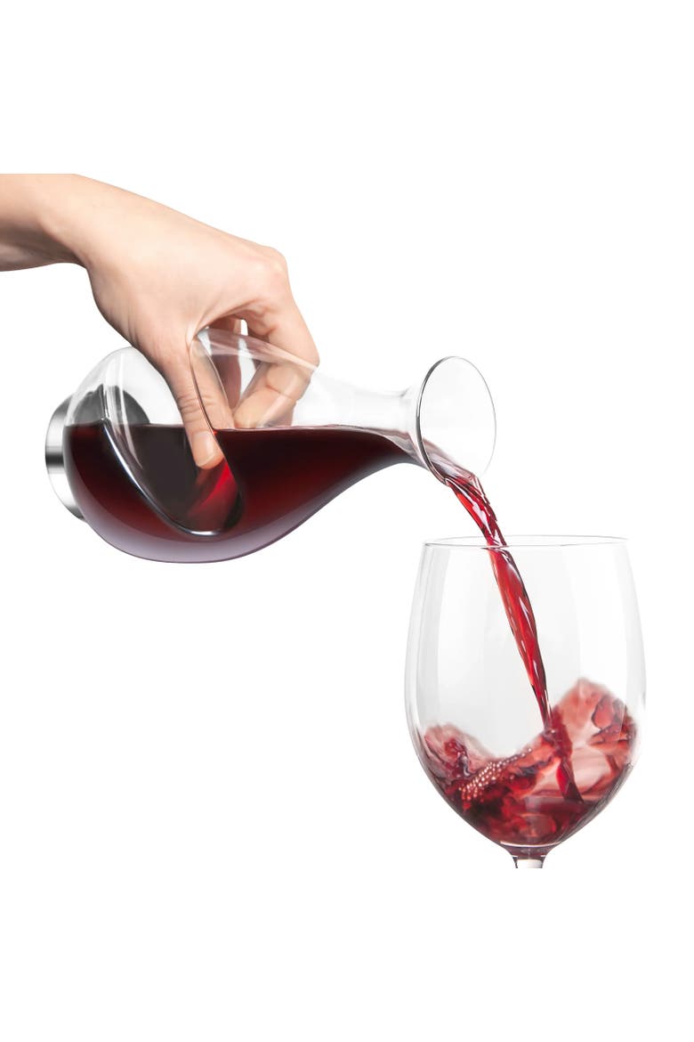 Conundrum Aerator Decanter, Half Bottle / 375 ml, Borosilicate Glass & Stainless Steel, Alternate, color, Clear
